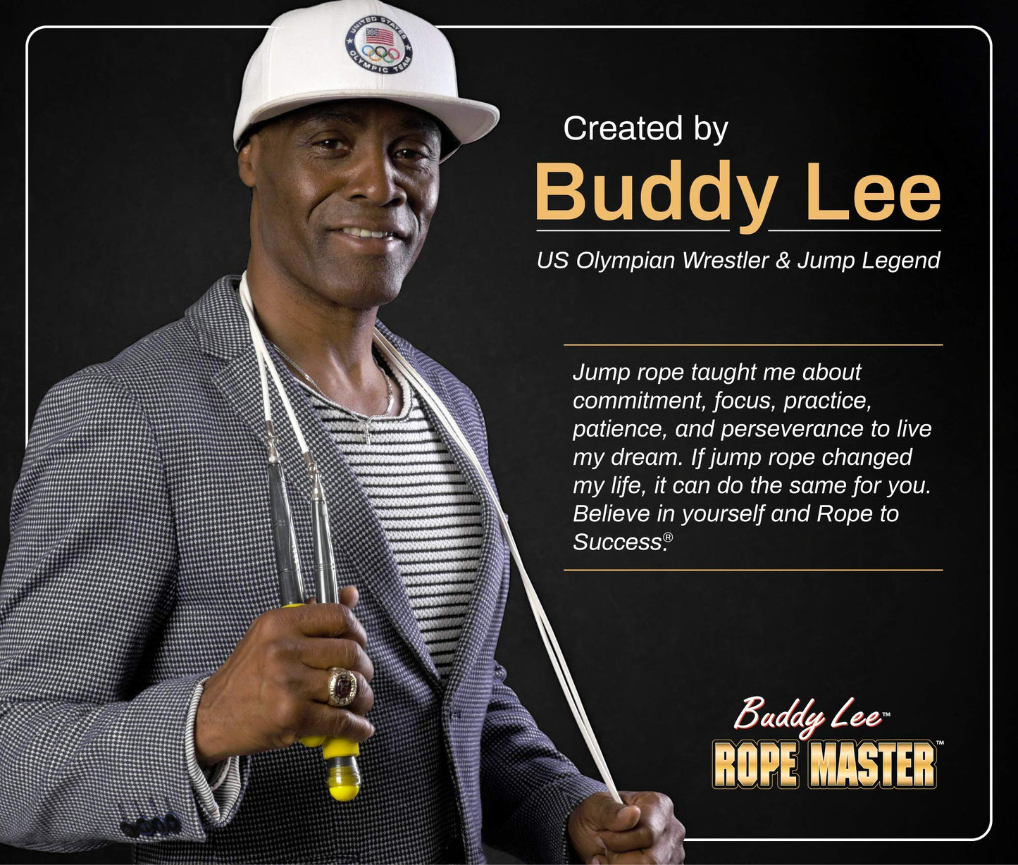 Buddy Lee Jump Ropes Rope Master Yellow Black Original Ball Bearing Jump Rope, 9” HD Plastic Handles. Perfect Jump Rope for Fitness, CrossFit Gym, Endurance Jumping, Cross Overs, Extreme Jumping