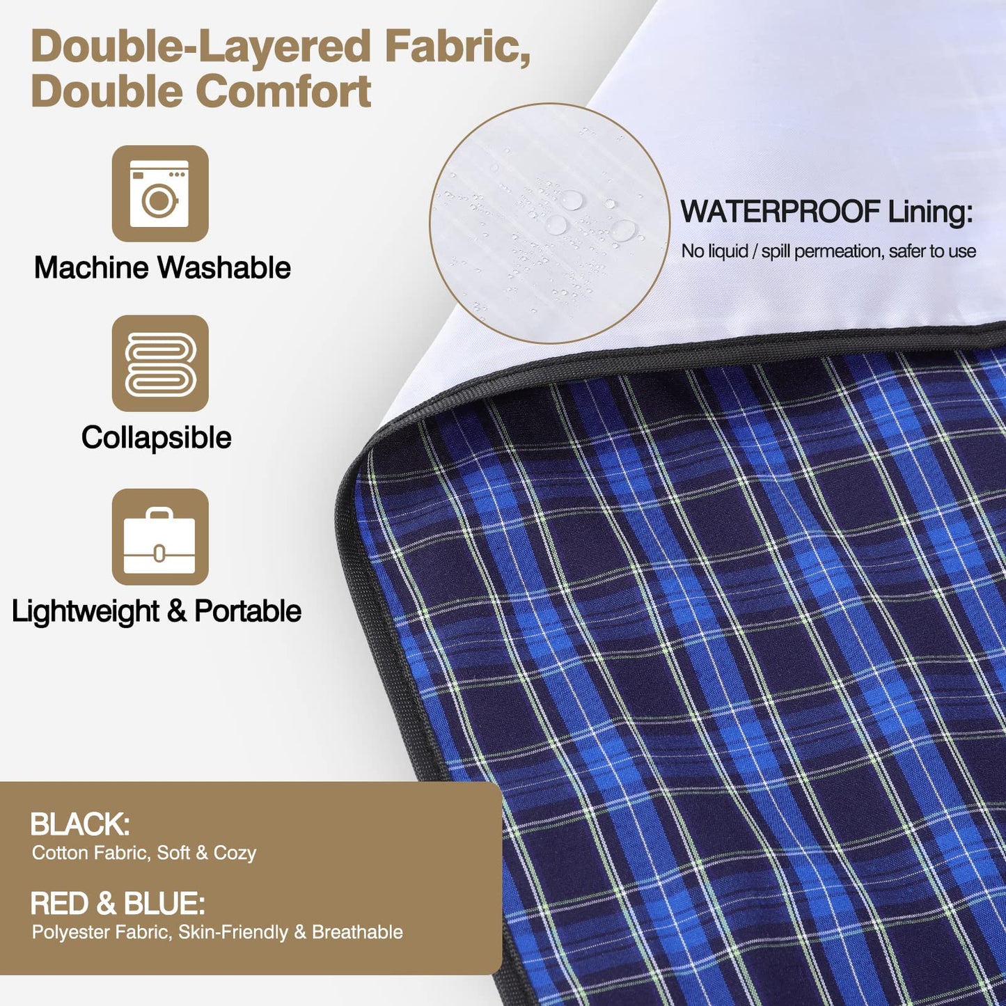 Roylvan Adult Bibs, 3 Pcs Washable Clothing Protector with Crumb Catcher for Eating, Reusable Waterproof Large Feeding Adult Bibs for Men Women Elderly Senior, Black/Red/Blue
