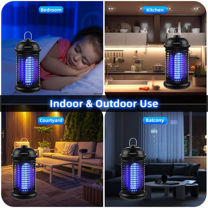 Jawlark Electric Bug Zapper, 4200V Mosquito Zapper Outdoor Indoor, IPX6 Waterproof Insect Killer with 5ft Power Cord for Patio Yard Home, Plug in Mosquito Killer (Black)