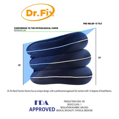Dr Fix Cervical Neck Traction Device for Instant Neck Pain Relief at Home | Elastic Band (Dark Blue, 12-17)