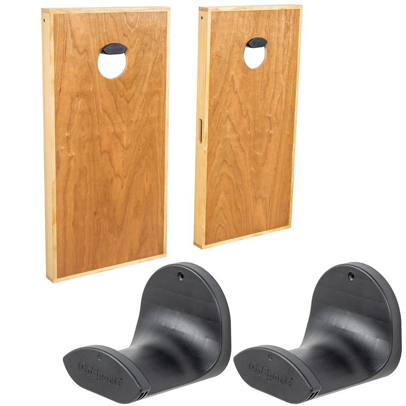 GoSports Wall Mounted Cornhole Board Hangers - Set of 2 - Includes Bean Bag Tote