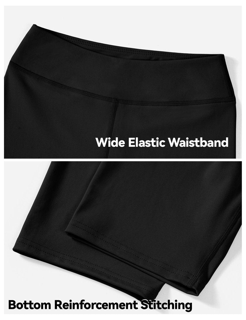JOCMIC Girls Athletic Bike Shorts High Waist Yoga Dance Gym Spandex Short for Kids Youth Black 9-10 Years