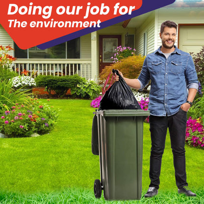 Abbey 100 Black Wheelie Bin Liners 240L Capacity – Refuse Sacks Heavy Duty Black Bin Bags for Outside and Garden Bin – Strong Garbage Bags for Rubbish On a Roll 30 Inch x 46 Inch Wide x 54 Inch Long