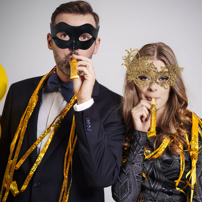 IncreDecor Couple Masquerade Lace Mask Set, Fit for Women & Men Venetian Halloween Masks, Specially for Costume, Mardi Gras (Elegant Couple)