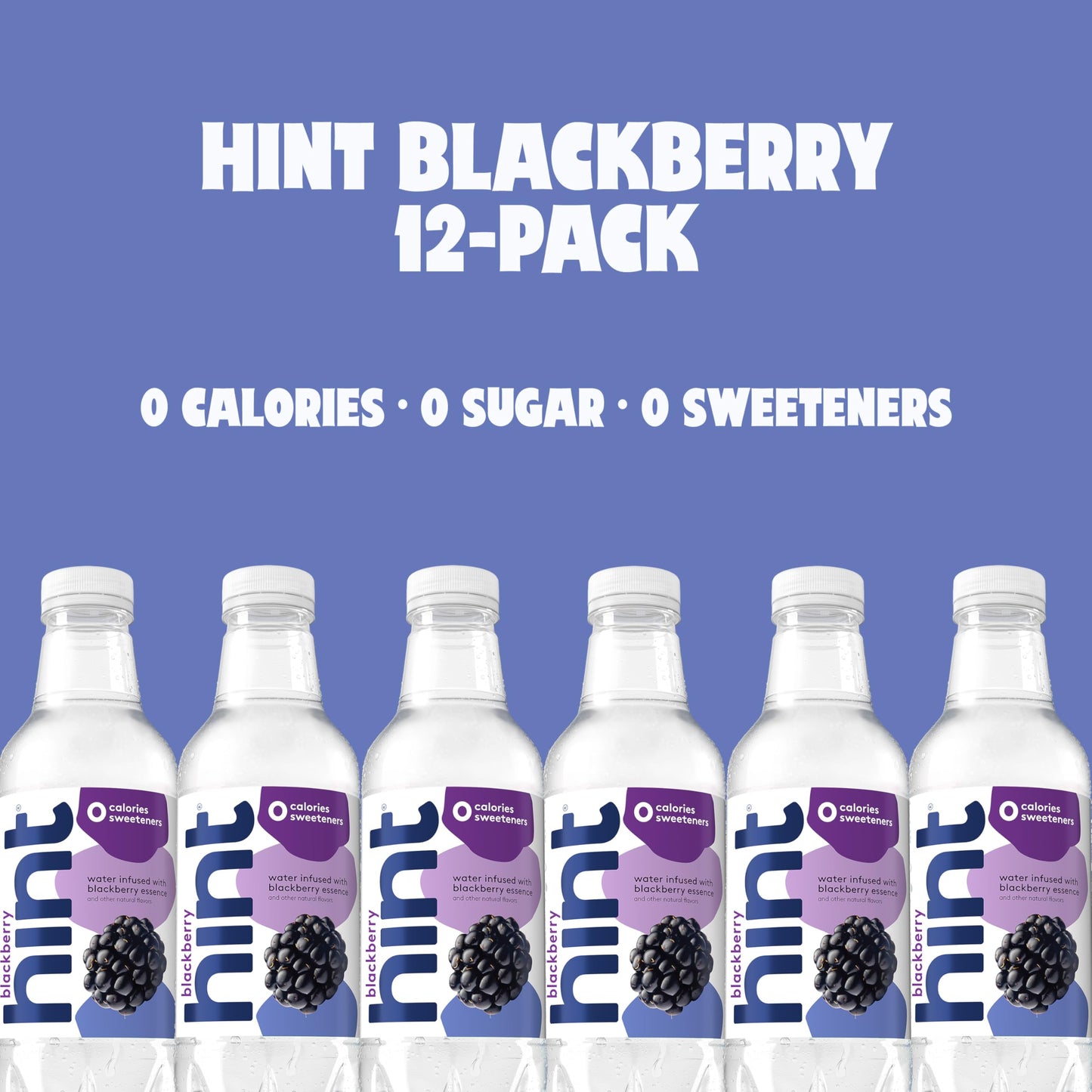 Hint Water Blackberry, Pure Water Infused with Blackberry, Zero Sugar, Zero Calories, Zero Sweeteners, Zero Preservatives, Zero Artificial Flavors, 16 Fl Oz (Pack of 12)