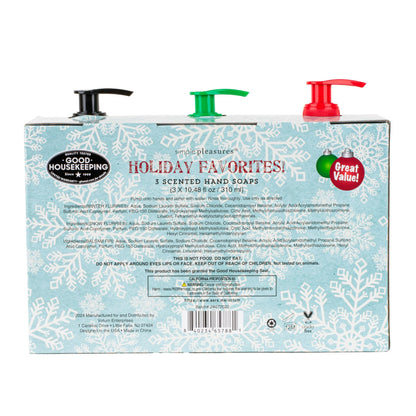 Simple Pleasures Snowman, Santa & Christmas Tree 3 Pack Holiday Soap Dispensers with Scented Liquid Soap: Decorative Hand Pump Refillable Christmas Soap Dispenser for Kitchen and Bathroom Sinks