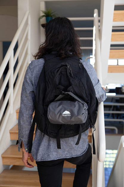 BlueHills Ultra Compact Travel Blanket Pillow in Portable Bag Case Soft 70 X 56 with Strap Backpack Clip Premium Cozy Soft Compact Pack Large Blanket for Airplane Flight Layover Grey - Gray C002