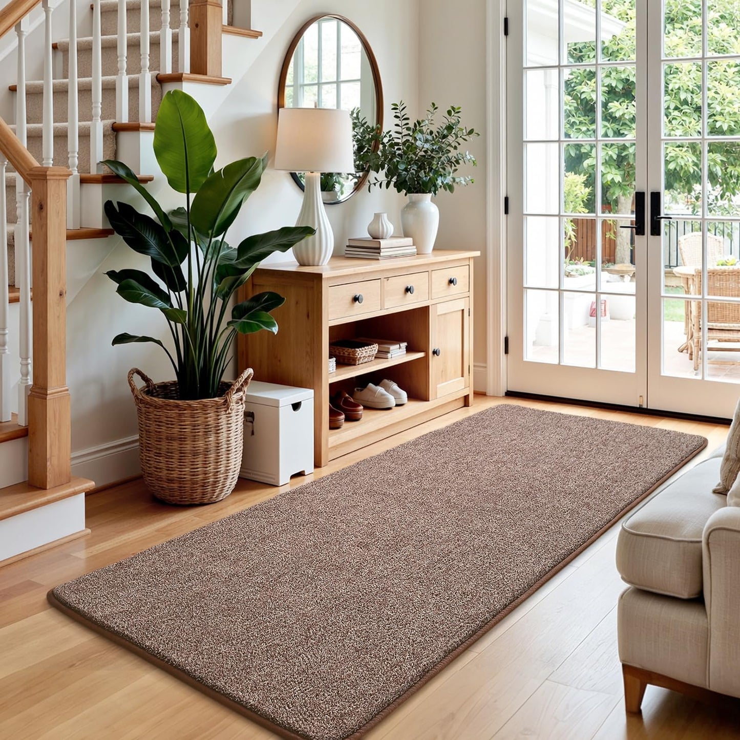 Keeko Soft 2x4 Small Runner Rug Brown, Bedside Rugs for Bedroom Indoor Runner Hallway Carpets Non Slip Living Room Area Throw Rugs Memory Foam Laundry Room Rug for Teen Kids Boys Dorm Room Decor