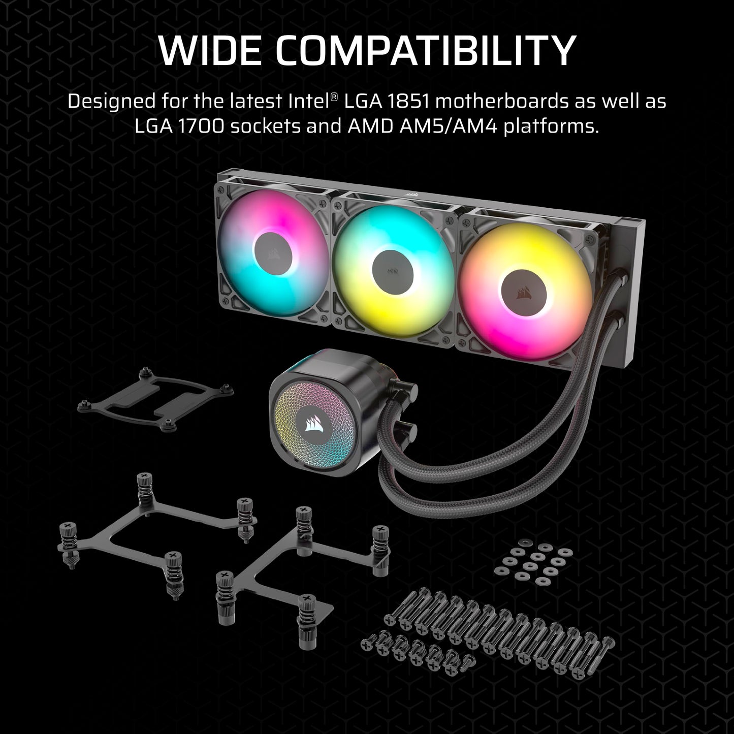 Corsair NAUTILUS 360 RS ARGB Liquid CPU Cooler – 360mm AIO – Low-Noise – Direct Motherboard Connection – Daisy-Chain – Intel LGA 1851/1700, AMD AM5/AM4 – 3x RS120 ARGB Fans Included – Black