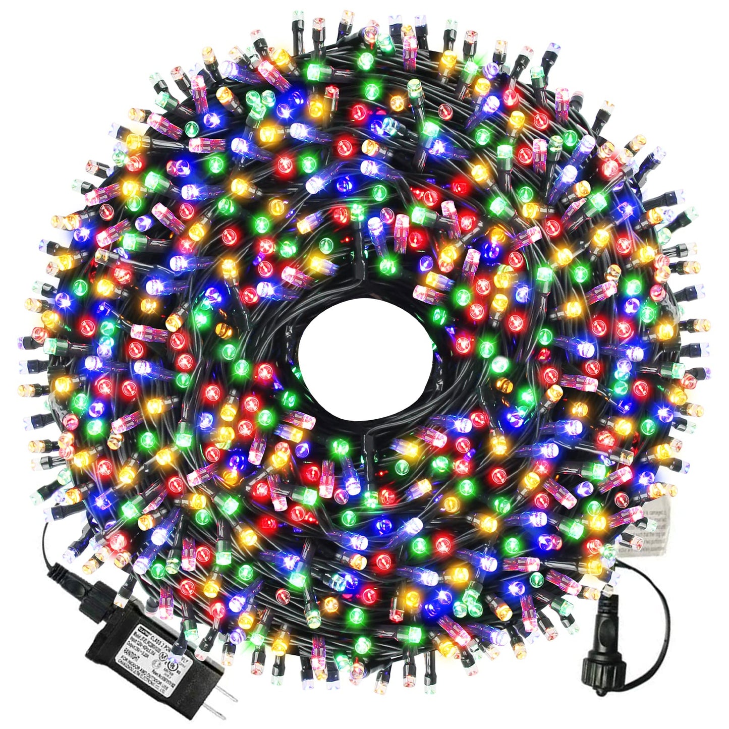 XTF2015 105ft 300 LED Christmas String Lights, End-to-End Plug 8 Modes - UL Certified - Outdoor Indoor Fairy Lights for Tree, Patio, Garden, Party, Wedding, Holiday (Multicolor)