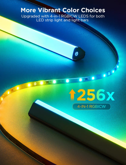 Govee TV Backlight 3 Lite Kit, 11.8ft RGBICW Wi-Fi TV LED Strip Lights for 55-65in TVs with Camera and 15 Inches Smart Light Bars with 4-in-1 Light Beads - Works with Alexa & Google Home