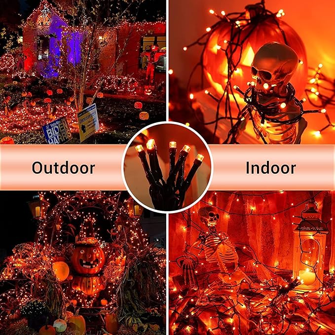 kemooie 500 LED Outdoor Fairy String Lights, 164 FT 8 Lighting Mode Plug in String Waterproof Light, for Outdoor Birthday Christmas Wedding Party Garden Balcony Decor (Orange)