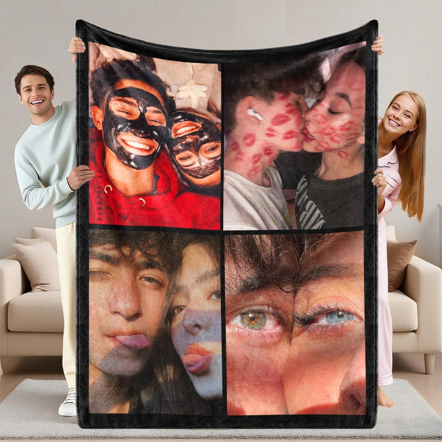 ShineSand Personalized Valentines Day Gifts for Him Her Custom Blanket with Picture Text - Print in USA Customized I Love You Couple Gifts for Girlfriend Boyfriend Husband - Soft Fleece Photo Blankets