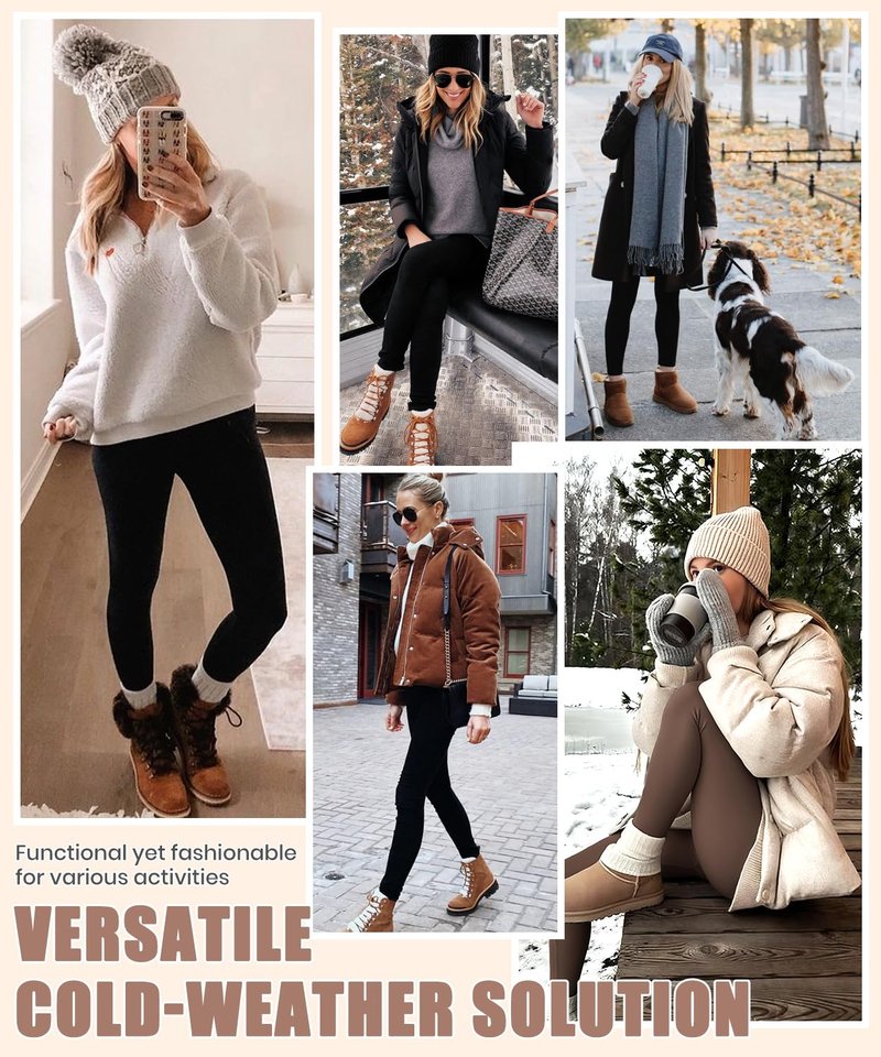Bluemaple Fleece Lined Leggings Women High Waisted Tummy Control Thermal Warm Workout Hiking Yoga Pants for Cold Winter