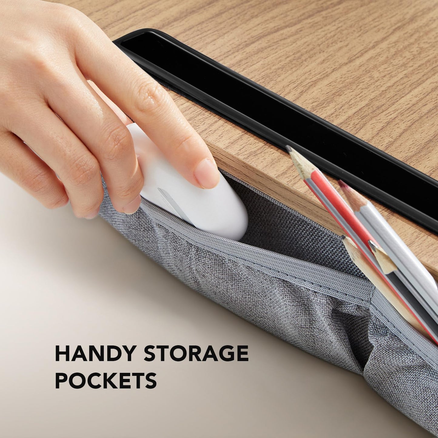 HUANUO Portable Lap Laptop Desk with Pillow Cushion, Fits up to 15.6 inch Laptop, with Anti-Slip Strip & Storage Function for Home Office Students Use as Computer Laptop Stand, Book Tablet