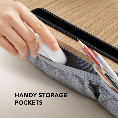 HUANUO Portable Lap Laptop Desk with Pillow Cushion, Fits up to 15.6 inch Laptop, with Anti-Slip Strip & Storage Function for Home Office Students Use as Computer Laptop Stand, Book Tablet