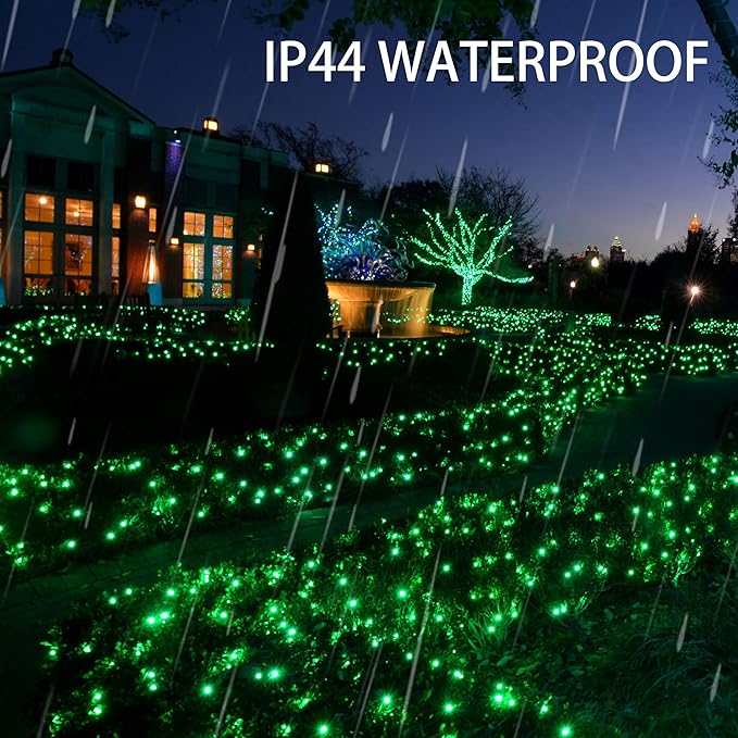 Dazzle Bright Fairy Lights Battery Operated, 2 Pack Total 40FT 120LED Silver Wire Waterproof String Lights, Christmas St. Patrick's Day Decorations for Indoor Outdoor Bedroom Yard Decor, Green
