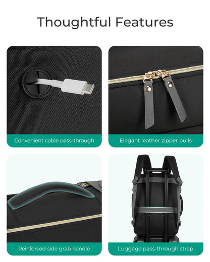 BAGSMART Travel Backpack for Women, 35L Carry-On Backpack Fits 17.3 Inch Laptop, TSA Approved Water-Resistant Weekender Gym Backpack, Black