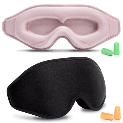 BeeVines 2 Pack 3D Sleep Mask Eye Mask for False Eyelash Extensions for Men & Women, Eye Mask for Sleeping with Adjustable Strap, 100% Blackout Eye Covers Night Sleep Blindfold for Yoga Travel