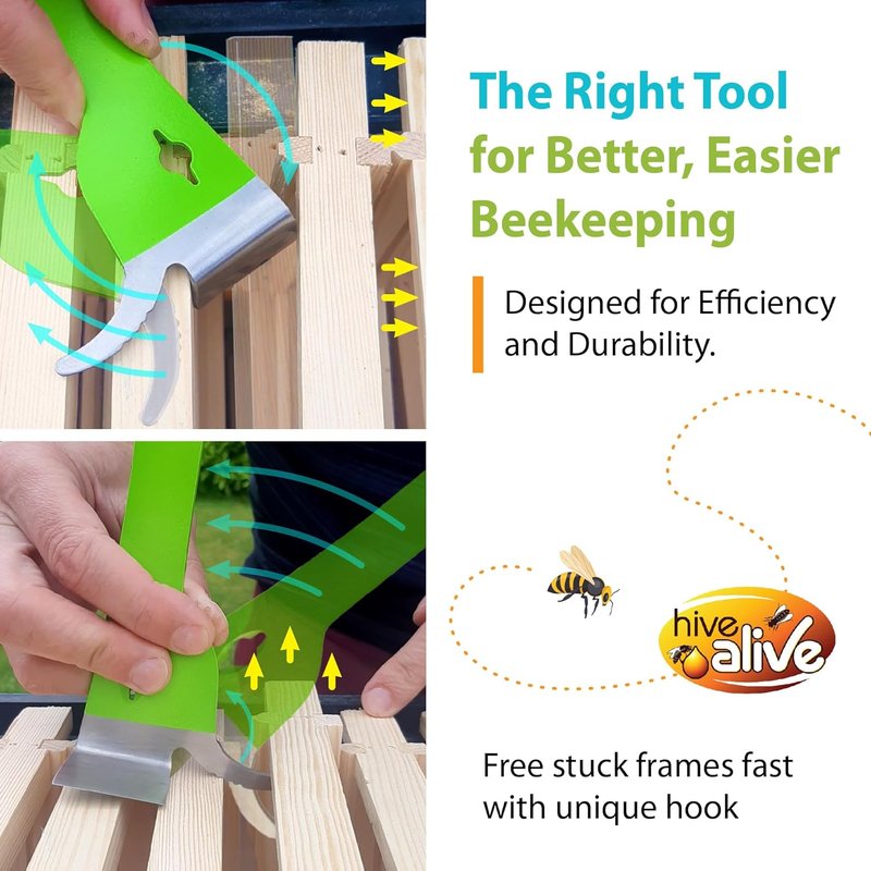 HIVE ALIVE Pro HiveTool - Durable 3mm Heat-Treated Beekeeper Tool for Prying, Lifting & Scraping | Multi-Color Design