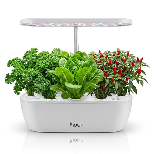 Nouri Hydroponics Growing System, 12 pod Smart Indoor Herb Garden Kit with LED Grow Lights, Hydroponic Herb Garden Indoor for Plant Lovers, Gardeners, Kitchen, Basil Seeds Included