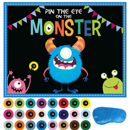 MISS FANTASY Halloween Games Kids - Pin The Eye on The Monster Halloween Party Decorations Gmaes Activities Crafts Supplies for Monster Birthday Family Children Boys Girls Classroom