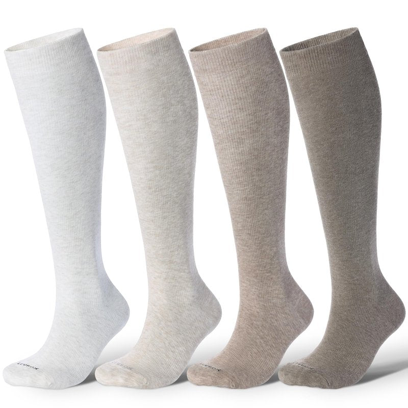 LEVSOX Cotton Compression Socks for Women Men 20-30 mmHg Knee High Cute Support Sock for Pregnancy Flying Nurses