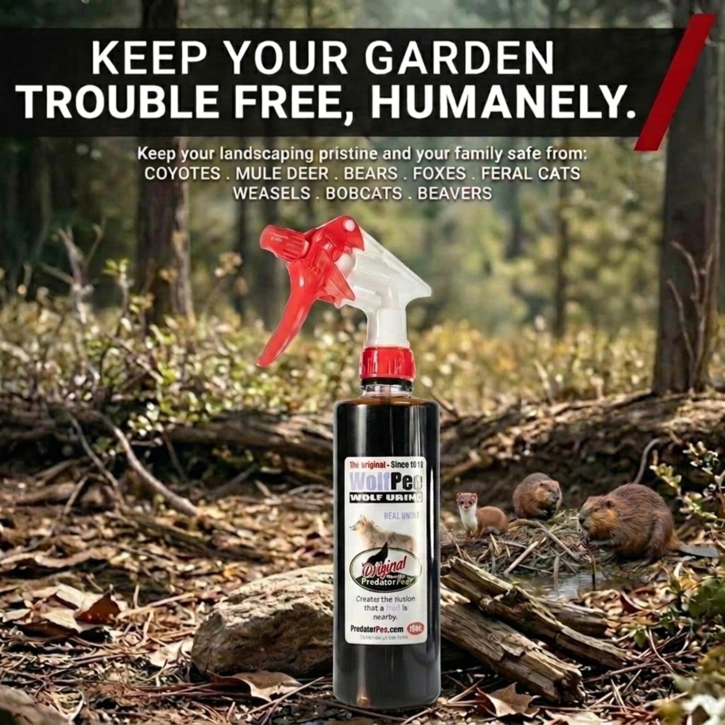 PredatorPee Wolf Urine, Territorial Marking Scent, Creates Illusion that a Wolf is Nearby, Natural Coyote and Fox Deterrent, 16oz
