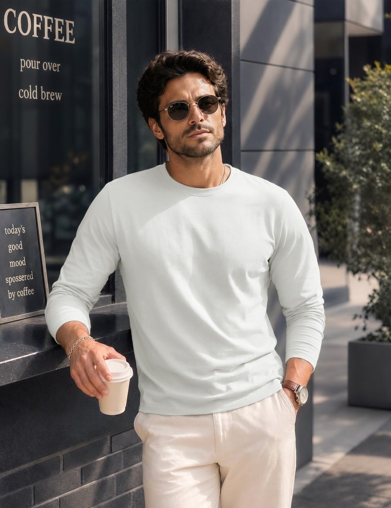 MAGCOMSEN Long Sleeve Shirts for Men Classic Basic Casual Winter Polyester Regular Fitted Long Sleeve Shirt White