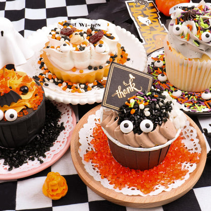 Halloween Sprinkles Edible, 5oZ Fall Eyeball Sprinkles for Cake Decorating with White Black Orange Confetti Nonpareils Jimmies and Sugar, Cupcakes Cookie Ice Cream Baking Toppings