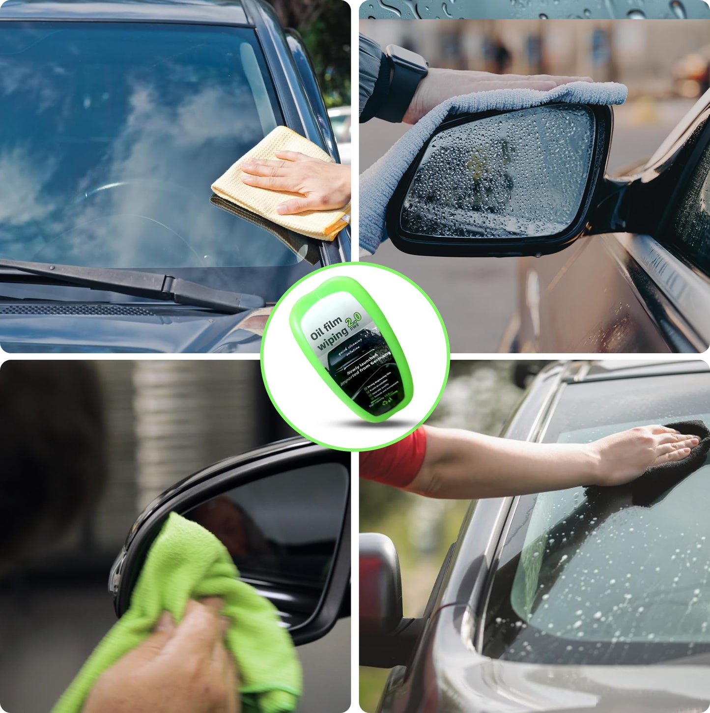 Automotove Oil Film Cleaning Brush green - Car wash Brush Prevents Rain and Fog Glass Oil Film Remover - Car Glass Cleaning Board, Enhances Clarity and Visibility