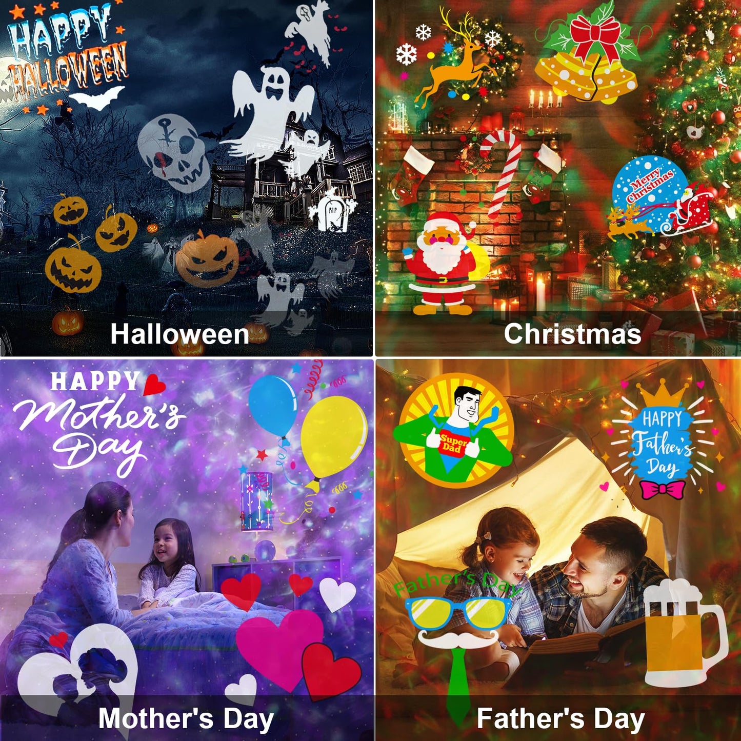 Brighter Halloween Decorations Projector Lights for Home, 2025 Upgraded Holiday Projectors with 19 HD Replaceable Slides (Ocean Wave & Patterns), Weather Proof Halloween Projector Light Show