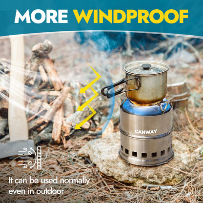 CANWAY Portable Camping Stove Mini Wood Burning Camp Stove for Backpacking Hiking Traveling Survival Cooking Stove Stainless Steel Emergency Folding Camping Stove with Carry Bag