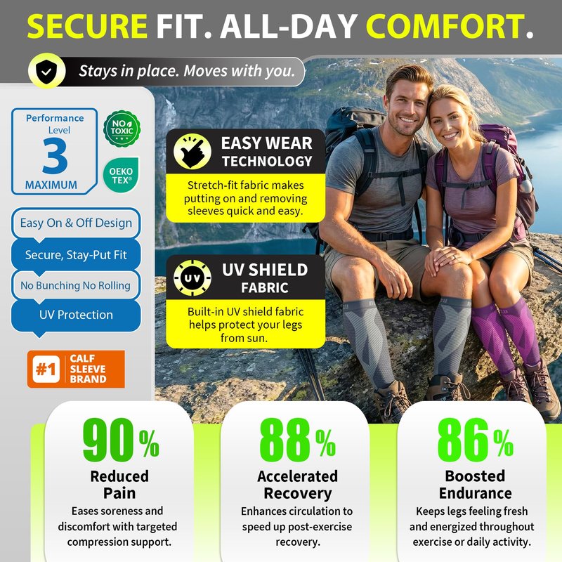 BLITZU Calf Compression Sleeves for Men and Women. Footless Compression Socks Support for Varicose Vein, Nursing, Running. Leg Sleeve Brace for Shin Splints, Pain Relief & Reduces Swelling Gray S-M