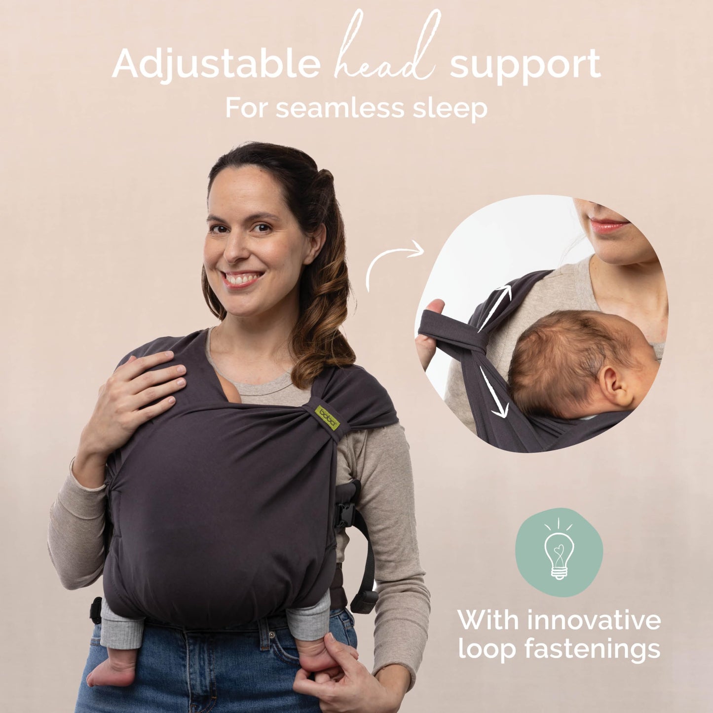 Boba Bliss Baby Carrier Newborn to Toddler (7-35 lbs) - Light & Breathable Toddler Carrier - Certified Hip-Healthy, Adjustable Straps for All Parents, Hybrid, Soft & Stretchy 0-18 Months (Charcoal)