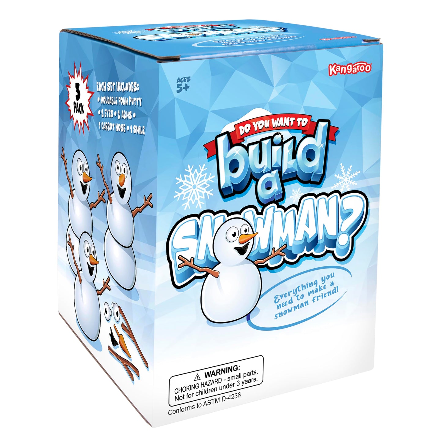 Kangaroo 3 Pack Build a Snowman Kit Snowballs Toys for Kids Stocking Stuffers - Snow Play Winter Toys Christmas Crafts DIY - Snow Man Kit Outdoor Modeling Clay Craft - Xmas Stocking Stuffers for Kids