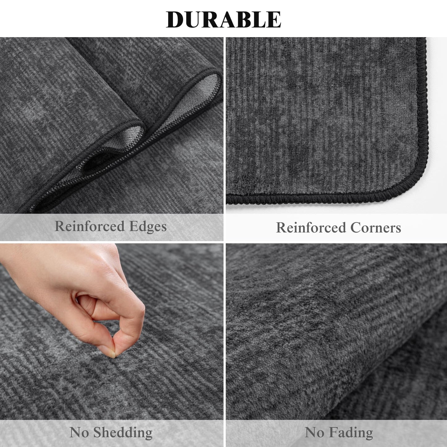 LIANLAM Washable Rug 6x9 Area Rugs for Living Room - Stain Resistant Non-Slip Backing Boho Rug for Bedroom,Durable & Ultra-Thin Vintage Large Area Rug(6x9,Black)