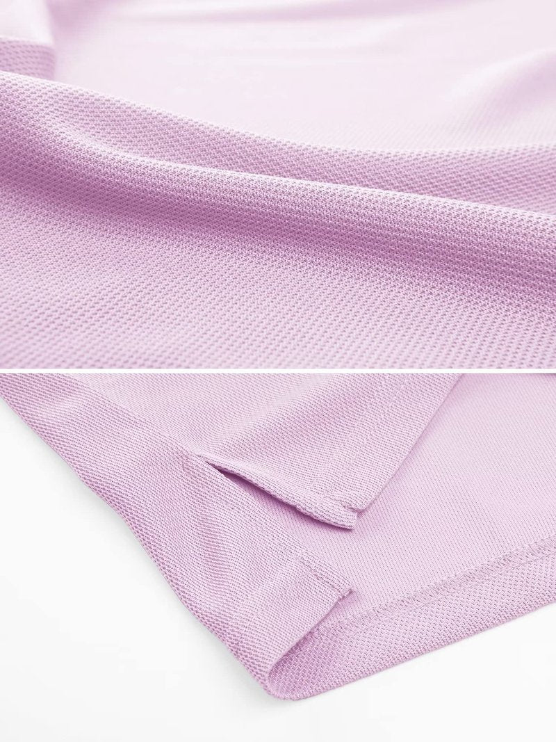 MAGCOMSEN Men Short Sleeve Polo Shirts Dry Fit Golf Polos Moisture Wicking Fishing Shirts Work Shirts Pinkish Purple L