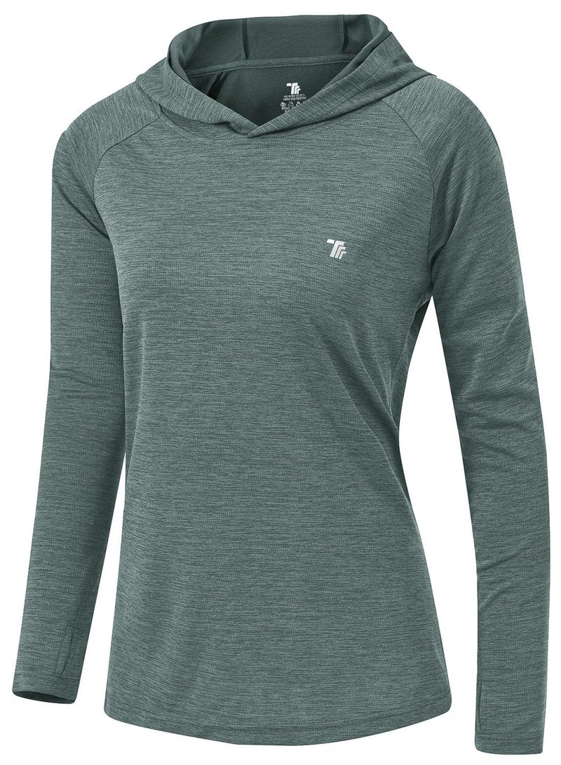 TBMPOY Womens UPF 50+ Sun Protection Hoodie Shirt Long Sleeve Fishing Hiking Outdoor UV Shirt Lightweight 6-Cyan M