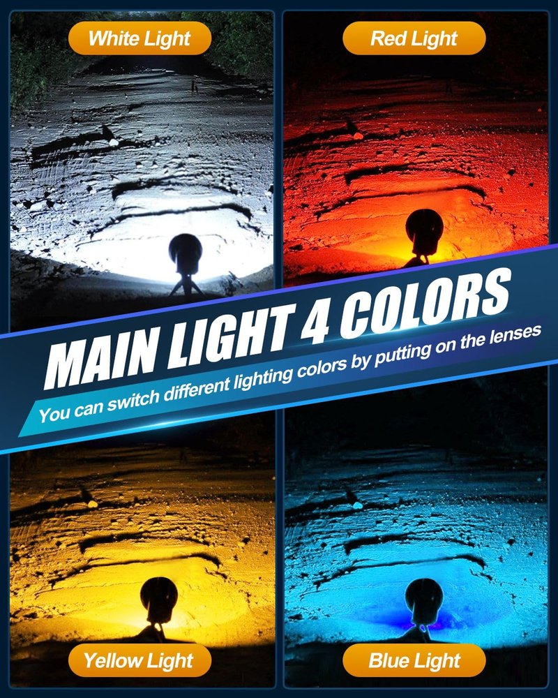 Victoper Spotlight for Camping, 1500 Lumens Bright Handheld Spot Light, 12000 mAh Rechargeable LED Flashlight, 3+3 Modes 4 Colors Waterproof Spotlight Hunting Caving Camping Essentials Gear
