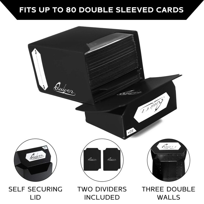 Quiver Time Trading Card Deck Blocks and Card Sleeve Bundle Fits Magic: the Gathering Cards & Other TCGs – 5x 80+ Standard Deck Box with 2 Dividers/Box + 500 Artemis Mixed Sleeves (66x93 mm)
