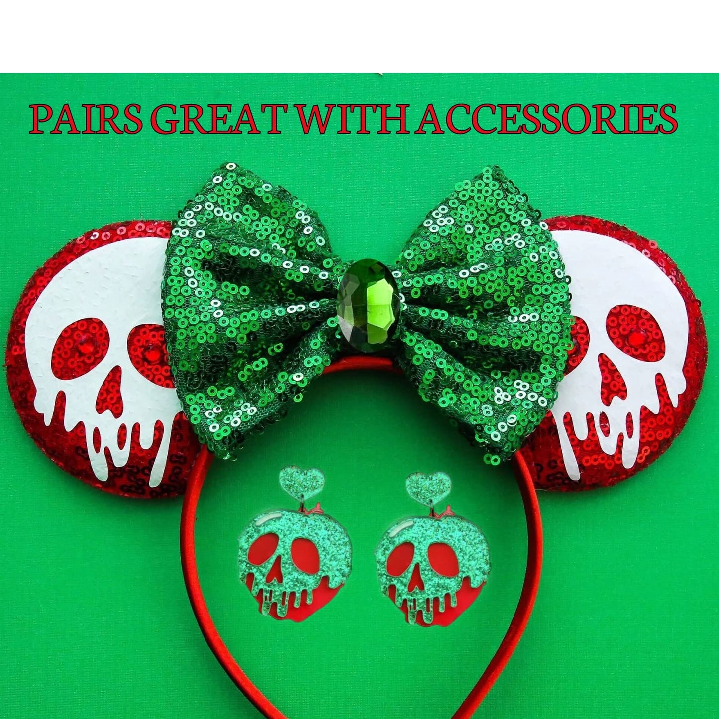 Poison Apple Snow White Witches Earrings for Women. Cute Halloween Cosplay Earrings for Women, Teens, College Students and Adults.