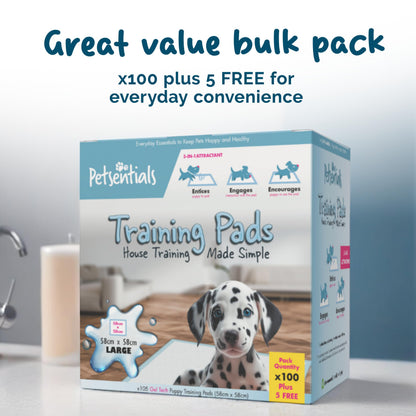 Petsentials Dog Toilet Training Pads - 105 Pack | Disposable & Super Absorbent Puppy Pee Pads | Strong & Tear-Resistant Pee Pads for Puppies - Potty Training Mats