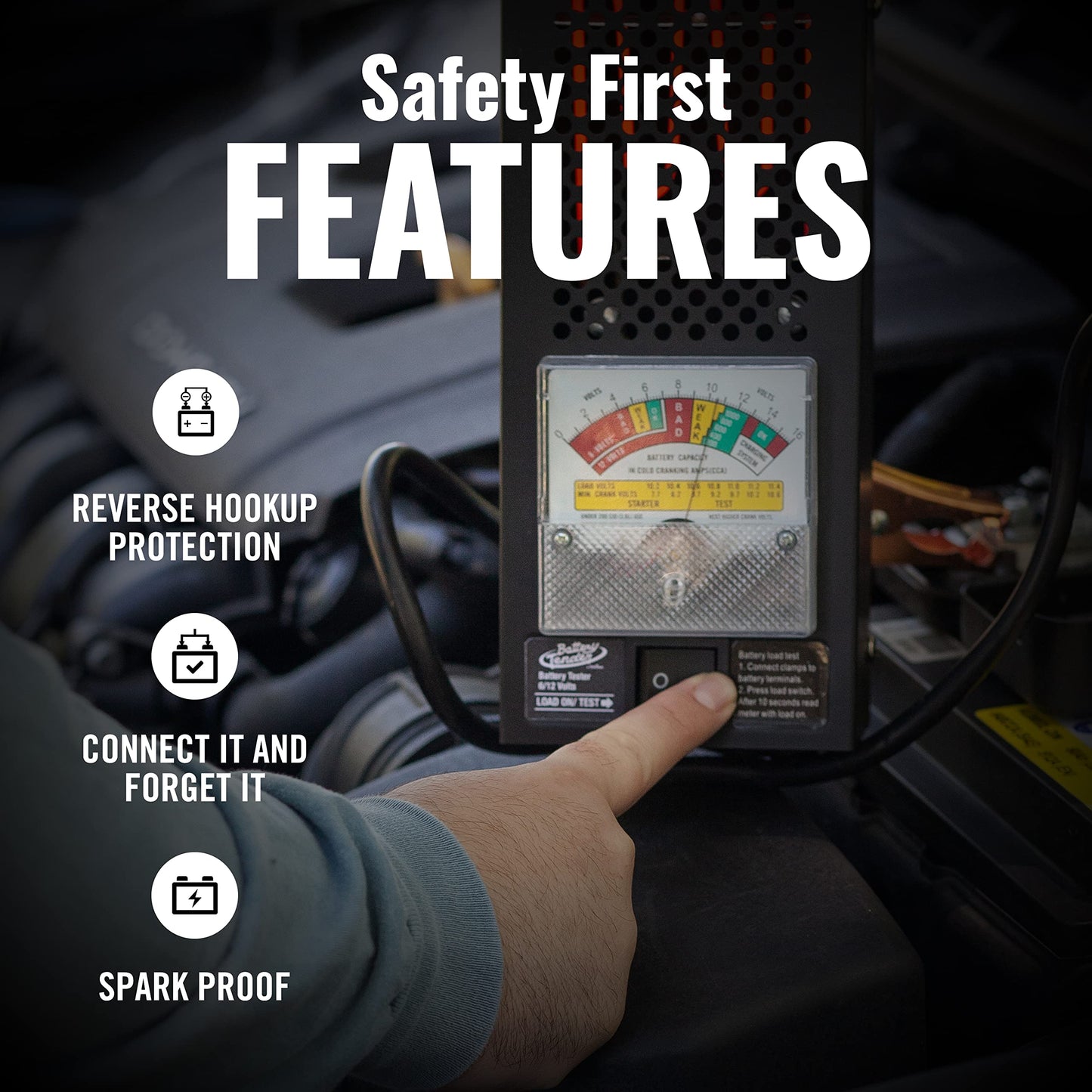 Battery Tender Battery Load Tester 12 Volt at 100 Amps / 6 Volt at 50 Amps Battery Tester - Test Battery Load for 12V or 6V Batteries - Battery Health Checker, Check Starter Motor Draw - 026-0020