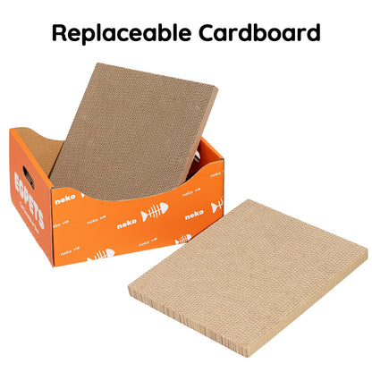 Cardboard Cat Scratcher Box with Extra-Large Double-Sided Sturdy Cat Scratching Board and Refillable Cat Scratch Pad, Hide, Scratch and Sleep, Easy to Clean and Assemble- EGPETS Cat Scratch Box Orange