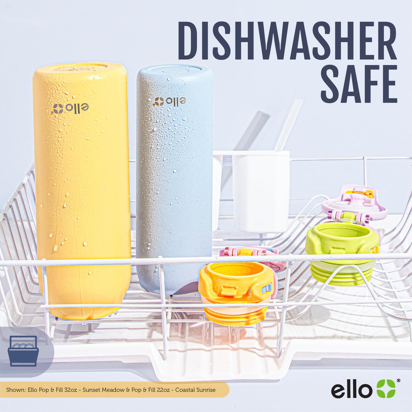 Ello Pop & Fill 32oz Stainless Steel Water Bottle with Quick Fill Technology, Double Walled and Vacuum Insulated Metal, Leak Proof Locking Lid, Sip and Chug, Reusable, BPA Free, Black