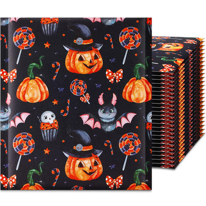 Censen 25 Pieces Halloween Poly Bubble Mailers 8.3 x 9.3 Inch Halloween Envelopes Shipping Bags Resealable Mailers Kraft Bubble Envelope with Resealable Adhesive Waterproof(Bat Style)