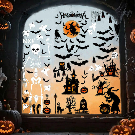 Halloween Window Clings - 8Sheet Halloween Decor Indoor Decals for Party Decoration,Giant Spooky Monster Silhouette Decal Scary Window Clings for Glass Windows