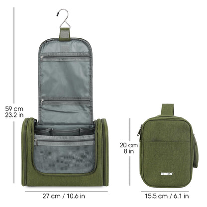 Large Hanging Toiletry Wash Bag Travel Makeup Cosmetic Organizer for Men Women by WANDF (Dark Green)