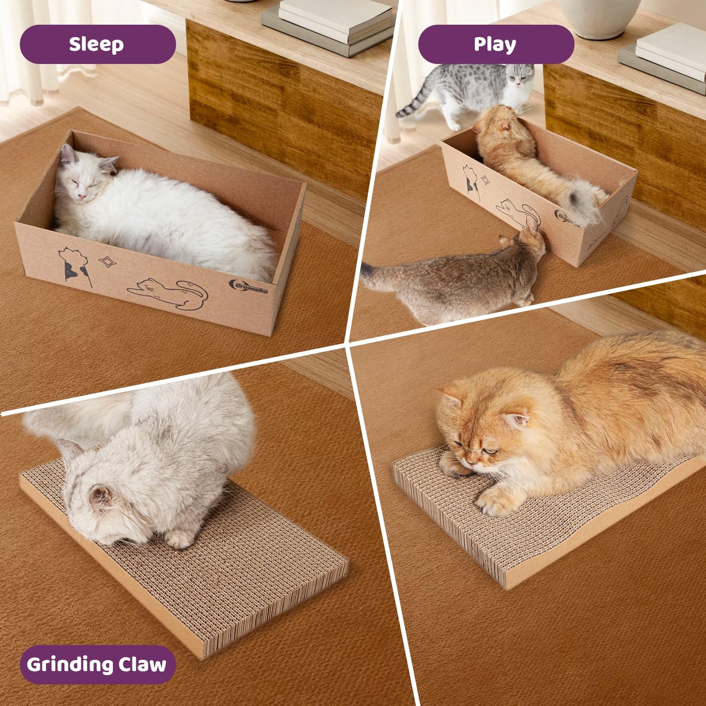 5 in 1 Cat Scratcher Cardboard,XL-Large Cat Scratch Pad,Cat Scratching Boards with Box for Medium to Large Cat Indoor Use Protecting Furniture Wall and Sofa